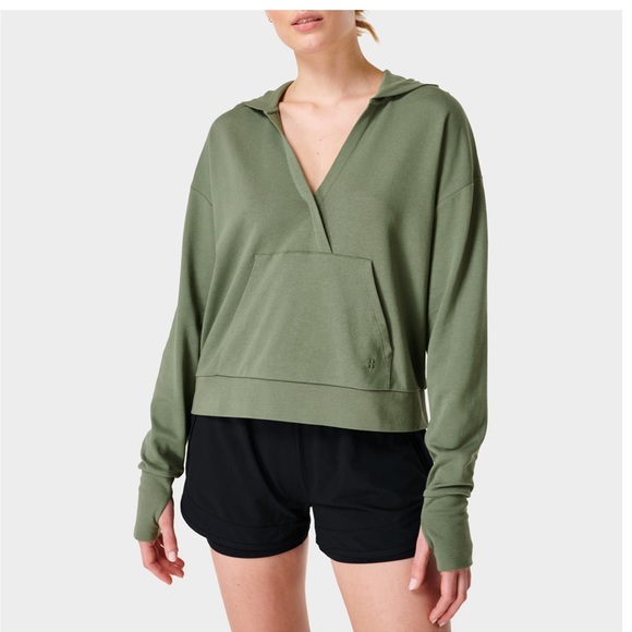 SWEATY BETTY After Class Relaxed Hoody - Heath Green M - Picture 1 of 10